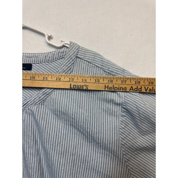 Blue & White Striped Button-Front Short Sleeve Blouse 3X By Angels Forever Young - Picture 4 of 10